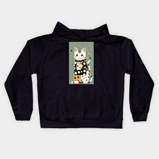 Dot Dapper: Distinguished Cat Design Kids Hoodie